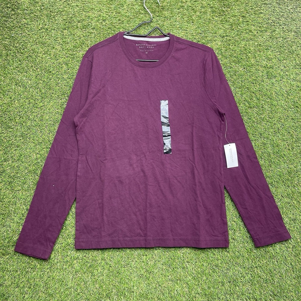 Banana Republic Shirt Mens Medium Long Sleeve Soft Wash Cotton Burgundy NWT